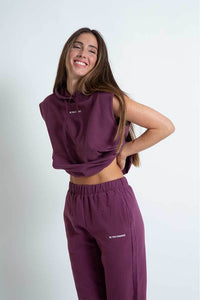 CAMILA SLEEVELESS HODDIE - AUBERGINE
